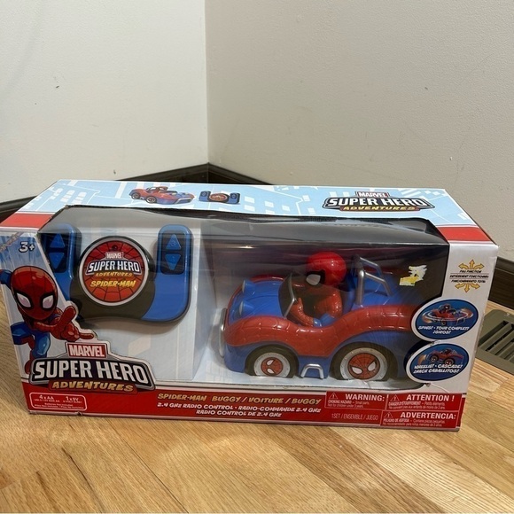 Spider Man Remote Control Car NEW Marvel Super Hero Adventures RC Red Blue - Picture 2 of 6